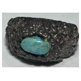STERLING SILVER TURQUOISE RING 7.70GRS
