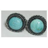 STERLING SILVER TURQUOISE CUFFLINKS 15.8 GRS