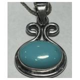 STERLING SILVER TURQOUISE PENDANT WITH  18INCH