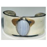 STERLING SILVER SIGNED CUFF BRACELET 28 GRS