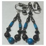 STERLING SILVER TURQUOISE EARRINGS 6.00GRS