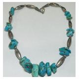 STERLING SILVER TURQUOISE NECKLACE 24.2 GRS