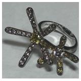 STERLING SILVER FLOWER RING 5.7 GRS