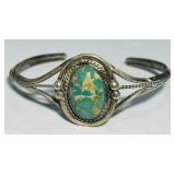 STERLING SILVER TURQUOISE CUFF BRACELET 13.7 GRS