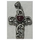 STERLING SILVER CROSS GEMSTONE PENDANT 7.70GRS