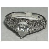 STERLING SILVER VANNA K CZ RING 5.20GRS