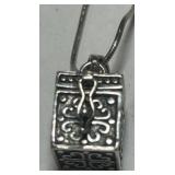 STERLING SILVER PRAYER BOX CHARM/CHAIN 10.8 GRS