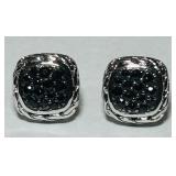 STERLING SILVER JOHN HARDY BLACK SAPPHIRE EARRINGS