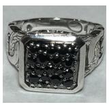 STERLING SILVER JOHN HARDY BLACK SAPPHIRE RING