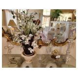 S3 - FAUX FLOWERS, CANDLE HOLDERS, LIDDED JAR