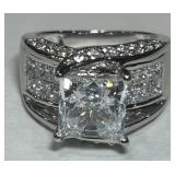 STERLING SILVER CZ RING 7.60GRS