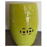 16 - LIME GREEN CERAMIC GARDEN STOOL