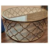 19 - ROUND GLASS-TOP COFFEE TABLE