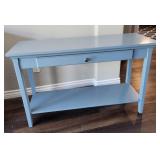 19 - PAINTED BLUE CONSOLE TABLE WITH DRAWER