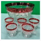 11 - VINTAGE INDIANA GLASS CO PUNCH BOWL SET (L32)