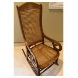16 - VINTAGE WOOD & CANE ROCKING CHAIR