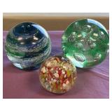 11 - THREE ART GLASS PAPERWEIGHTS (B213)