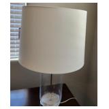 19 - GLASS CYLINDER TABLE LAMP WITH SHADE