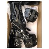 J3 - PAIR OF BLACK PATENT PLATFORM BOOTS (L173)
