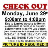 AUCTION PICK UP DAY & HOURS