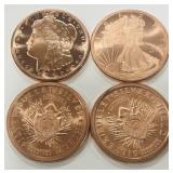 4 PIECES 1 OZ EACH  COPPER COINS