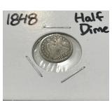 1848 SILVER HALF DIME