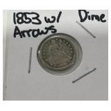 1853 SILVER DIME