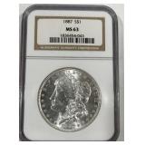 1887 MORGAN SILVER DOLLAR MS63