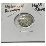 1854 SILVER HALF DIME