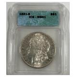 1881-S MORGAN SILVER DOLLAR MS61