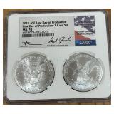 2021 SILVER AMERICAN EAGLE 2 COIN SET MS70