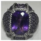 STERLING SILVER AMETHYST RING 7.30GRS SIZE 6.50