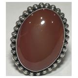 A LARGE STERLING SILVER GEMSTONE RING 12.80GRS