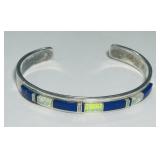 STERLING SILVER OPAL& LAPIS CUFF BRAC.18.50GRS