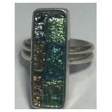 STERLING SILVER GEMSTONE RING 12.40GRS SIZE 7