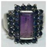 STERLING SILVER AMETHYST RING 7.60GRS SIZE 7