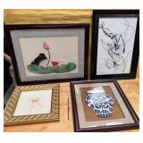 503 - FOUR PIECES FRAMED ART
