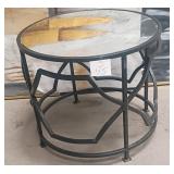 11 - ROUND METAL & MIRROR SIDE TABLE (J45)