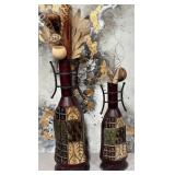 11 - TWO DECORATIVE TRIBAL-PATTERN VASES (J86)