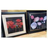503 - TWO PIECES FRAMED FLORAL ART