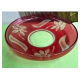 11 - VINTAGE RUBY RED FLASH SERVING BOWL (S11)