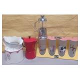 503 - COFFEE MAKERS, PITCHER, GLASSWARE SET