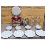 11 - COOKING POTS, BOWLS, GLASS JARS