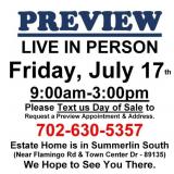 PREVIEW LIVE IN PERSON - Friday, July 17th