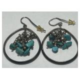 STERLING SILVER TURQOUISE EARRINGS 18.50GRS