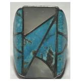 STERLING SILVER TURQUOISE RING SIZE 10.5  26.00GRS