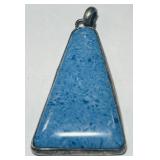 A LARGE STERLING SILVER LARIMAR PENDANT 14.80GRS