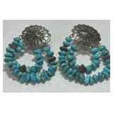 STERLING SILVER TURQOUISE EARRINGS 10.30GRS