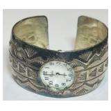 STERLING SILVER WATCH CUFF BRACELET 50.9 GRS