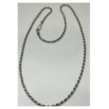 STERLING SILVER 24INCH ROPE CHAIN 21.50GRS